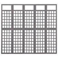 Divisorio a 5 Pannelli in Legno di Abete Grigio 201,5x180 cm 316488