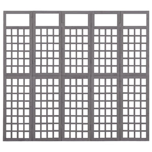 Divisorio a 5 Pannelli in Legno di Abete Grigio 201,5x180 cm 316488