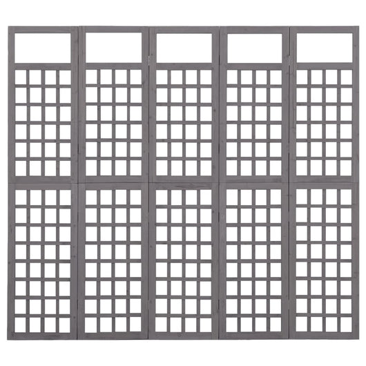 Divisorio a 5 Pannelli in Legno di Abete Grigio 201,5x180 cm 316488