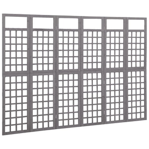 Divisorio a 6 Pannelli in Legno di Abete Grigio 242,5x180 cm 316489