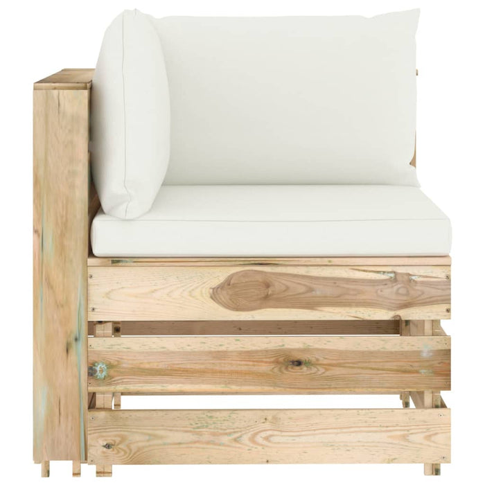 vidaXL Divano Angolare Modulare con Cuscini in Legno Impregnato Verde