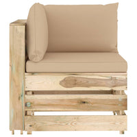 Divano Angolare Modulare con Cuscini in Legno Impregnato Verde cod mxl 67129