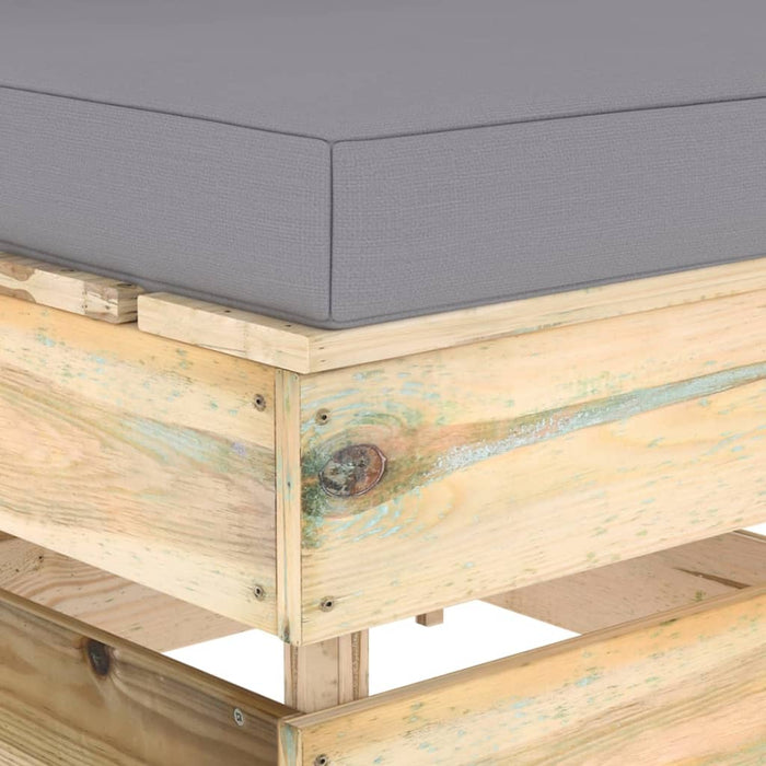 Divano Centrale Modulare con Cuscini in Legno Impregnato Verde 3074508