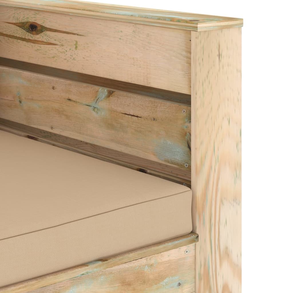 Set Salotto da Giardino 2pz con Cuscini Legno Impregnato Verde 3074534