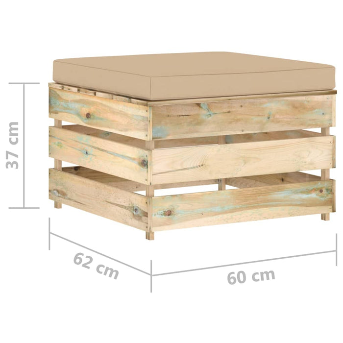 Set Salotto da Giardino 2pz con Cuscini Legno Impregnato Verde 3074534