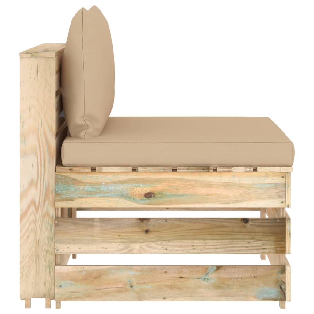 Set Divani da Giardino con Cuscini 3 pz Legno Impregnato Verde 3074570