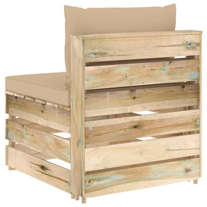 Set Divani da Giardino con Cuscini 3 pz Legno Impregnato Verde 3074570