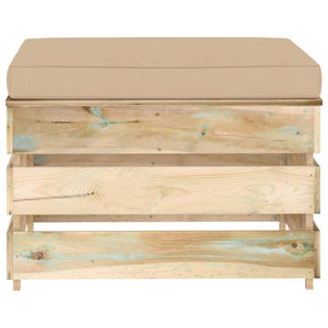 Set Divani da Giardino con Cuscini 3 pz Legno Impregnato Verde 3074570