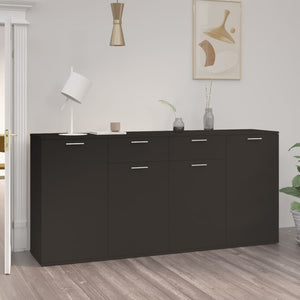 Credenza Nera 160x36x75 cm in Legno Multistrato 3074928