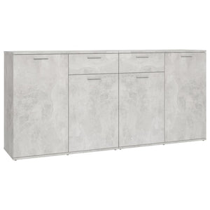 Credenza-Buffet-Armadio da cucina Grigio Cemento 160x36x75 cm in Legno Multistrato