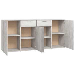 Credenza-Buffet-Armadio da cucina Grigio Cemento 160x36x75 cm in Legno Multistrato