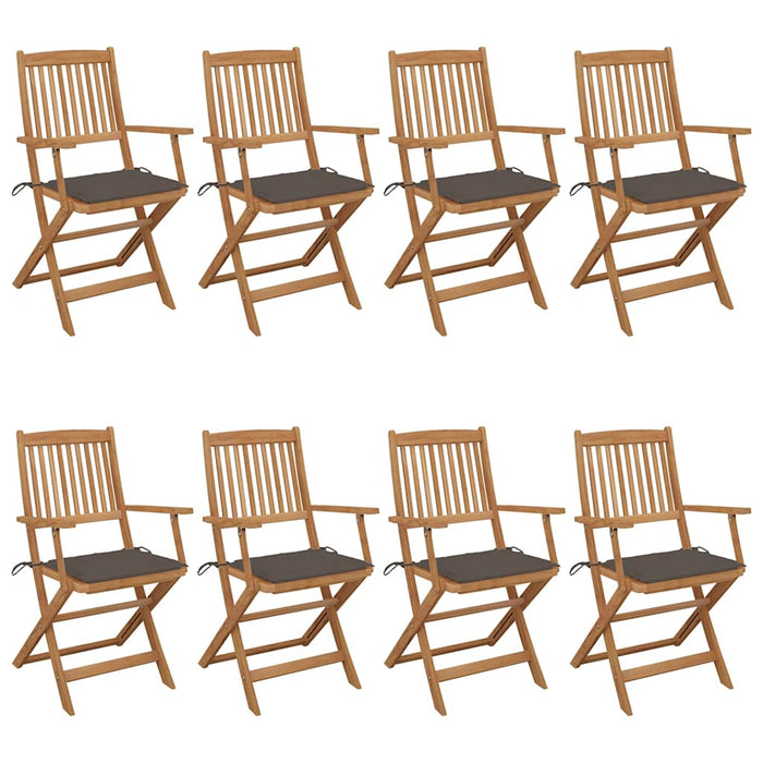 Sedie da Giardino Pieghevoli 8 pz con Cuscini Massello Acacia cod mxl 17531