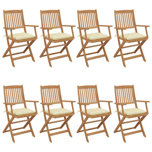 Sedie da Giardino Pieghevoli 8 pz con Cuscini Massello Acacia