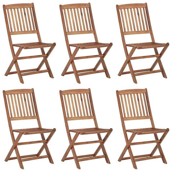 Sedie da Giardino Pieghevoli 6 pz con Cuscini Massello Acacia 3074995