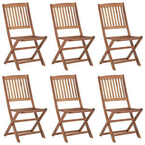 Sedie da Giardino Pieghevoli 6 pz con Cuscini Massello Acacia 3075019