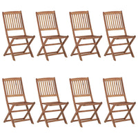 Sedie da Giardino Pieghevoli 8 pz con Cuscini Massello Acacia 3075035