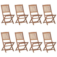 Sedie da Giardino Pieghevoli 8 pz con Cuscini Massello Acacia 3075043