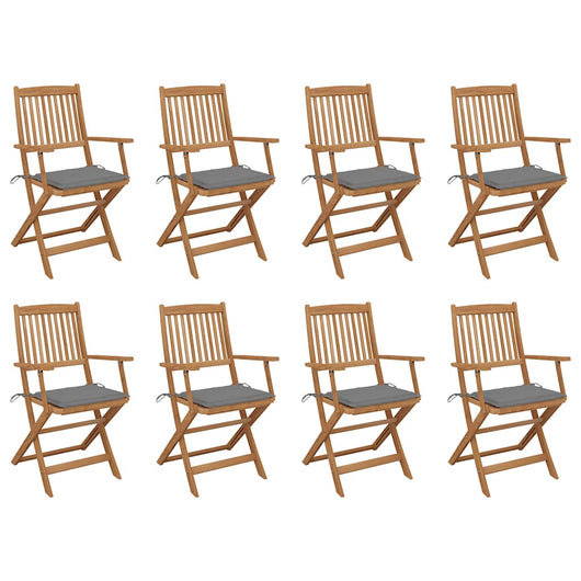Sedie da Giardino Pieghevoli 8 pz con Cuscini Massello Acacia cod mxl 24040