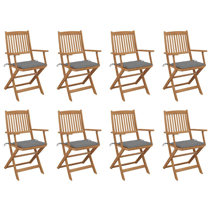 Sedie da Giardino Pieghevoli 8 pz con Cuscini Massello Acacia cod mxl 24040