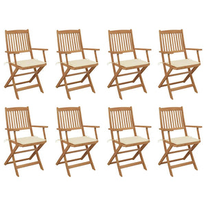 Sedie da Giardino Pieghevoli 8 pz con Cuscini Massello Acacia