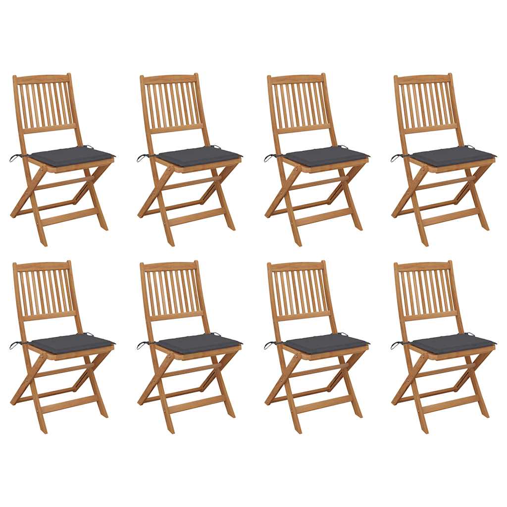 Sedie da Giardino Pieghevoli 8 pz con Cuscini Massello Acacia cod mxl 13854