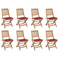 Sedie da Giardino Pieghevoli 8 pz con Cuscini Massello Acacia
