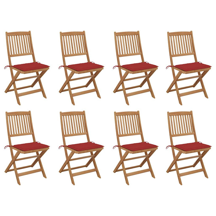 Sedie da Giardino Pieghevoli 8 pz con Cuscini Massello Acacia