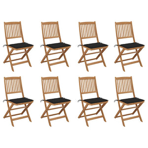 Sedie da Giardino Pieghevoli 8 pz con Cuscini Massello Acacia