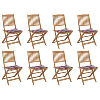 Sedie da Giardino Pieghevoli 8 pz con Cuscini Massello Acacia