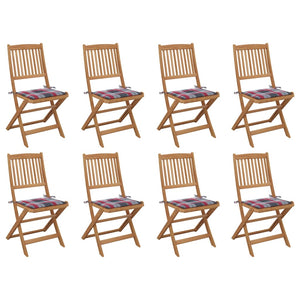 Sedie da Giardino Pieghevoli 8 pz con Cuscini Massello Acacia