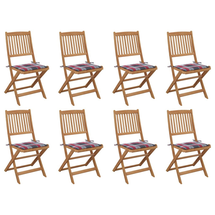 Sedie da Giardino Pieghevoli 8 pz con Cuscini Massello Acacia