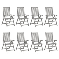 Sedie Giardino Reclinabili 8pz Cuscini Massello Acacia Grigio 3075141
