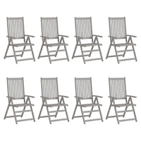 Sedie Giardino Reclinabili 8pz Cuscini Massello Acacia Grigio 3075142