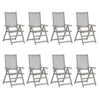 Sedie Giardino Reclinabili 8pz Cuscini Massello Acacia Grigio 3075150