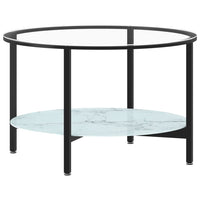 Tavolino da Salotto Nero e Marmo Bianco 70cm in Vetro Temperato 331620
