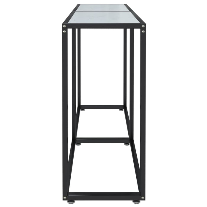 Tavolo Consolle Bianco Marmo 140x35x75,5 cm in Vetro Temperato 331676