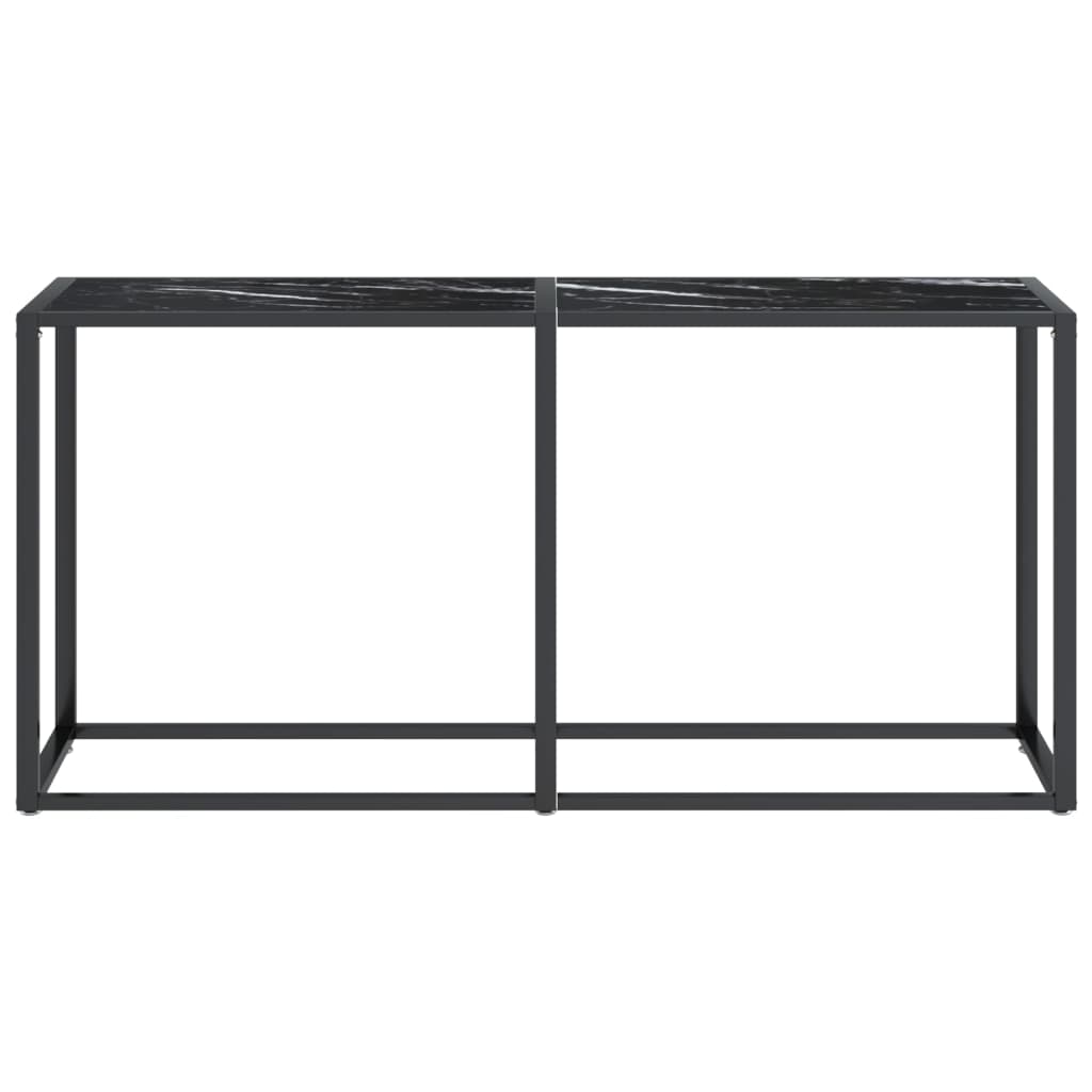 Tavolo Consolle Nero Marmo 160x35x75,5 cm in Vetro Temperato 331681