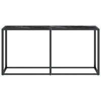 Tavolo Consolle Nero Marmo 160x35x75,5 cm in Vetro Temperato 331681