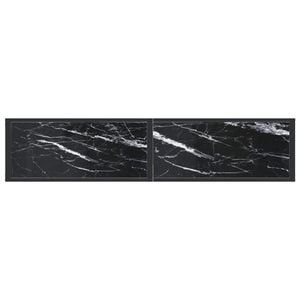 Tavolo Consolle Nero Marmo 160x35x75,5 cm in Vetro Temperato 331681