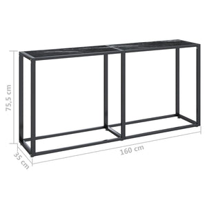 Tavolo Consolle Nero Marmo 160x35x75,5 cm in Vetro Temperato 331681