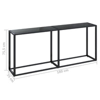 Tavolo Consolle Nero 180x35x75,5 cm in Vetro Temperato 331683