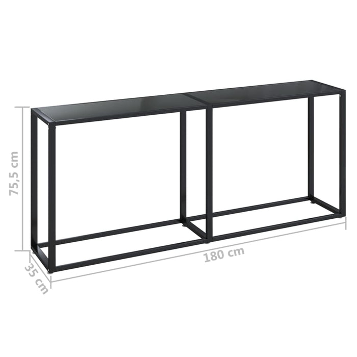Tavolo Consolle Nero 180x35x75,5 cm in Vetro Temperato 331683
