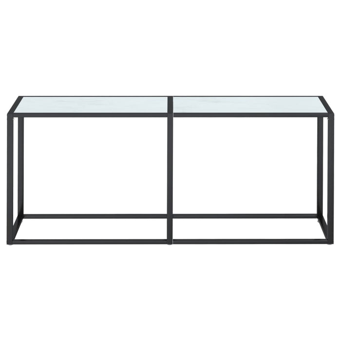 Tavolo Consolle Bianco Marmo 180x35x75,5 cm in Vetro Temperato 331684