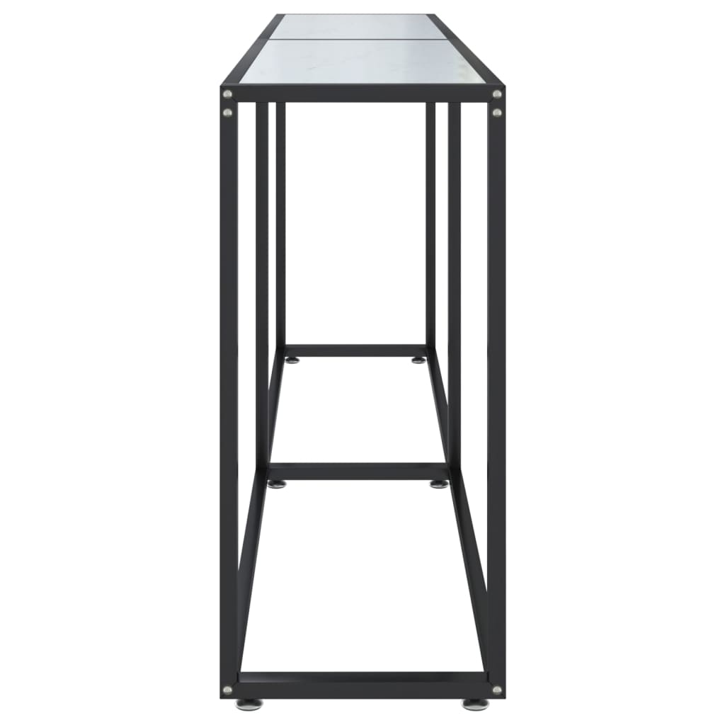 Tavolo Consolle Bianco Marmo 180x35x75,5 cm in Vetro Temperato 331684