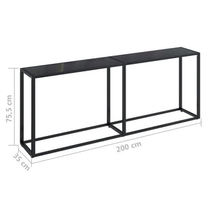 Tavolo Consolle Nero 200x35x75,5 cm in Vetro Temperato 331687