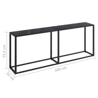 Tavolo Consolle Nero 200x35x75,5 cm in Vetro Temperato 331687