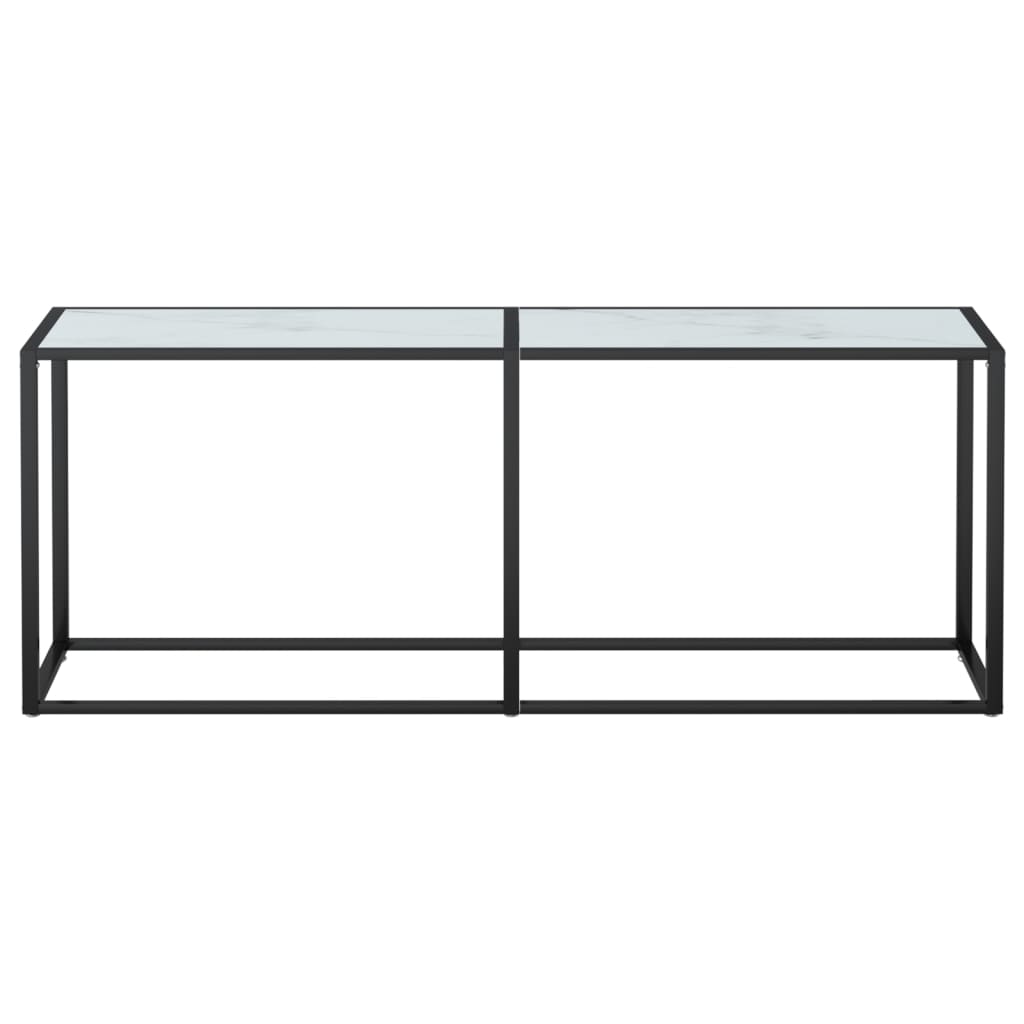 Tavolo Consolle Marmo Bianco 180x35x75,5 cm in Vetro Temperato 331688