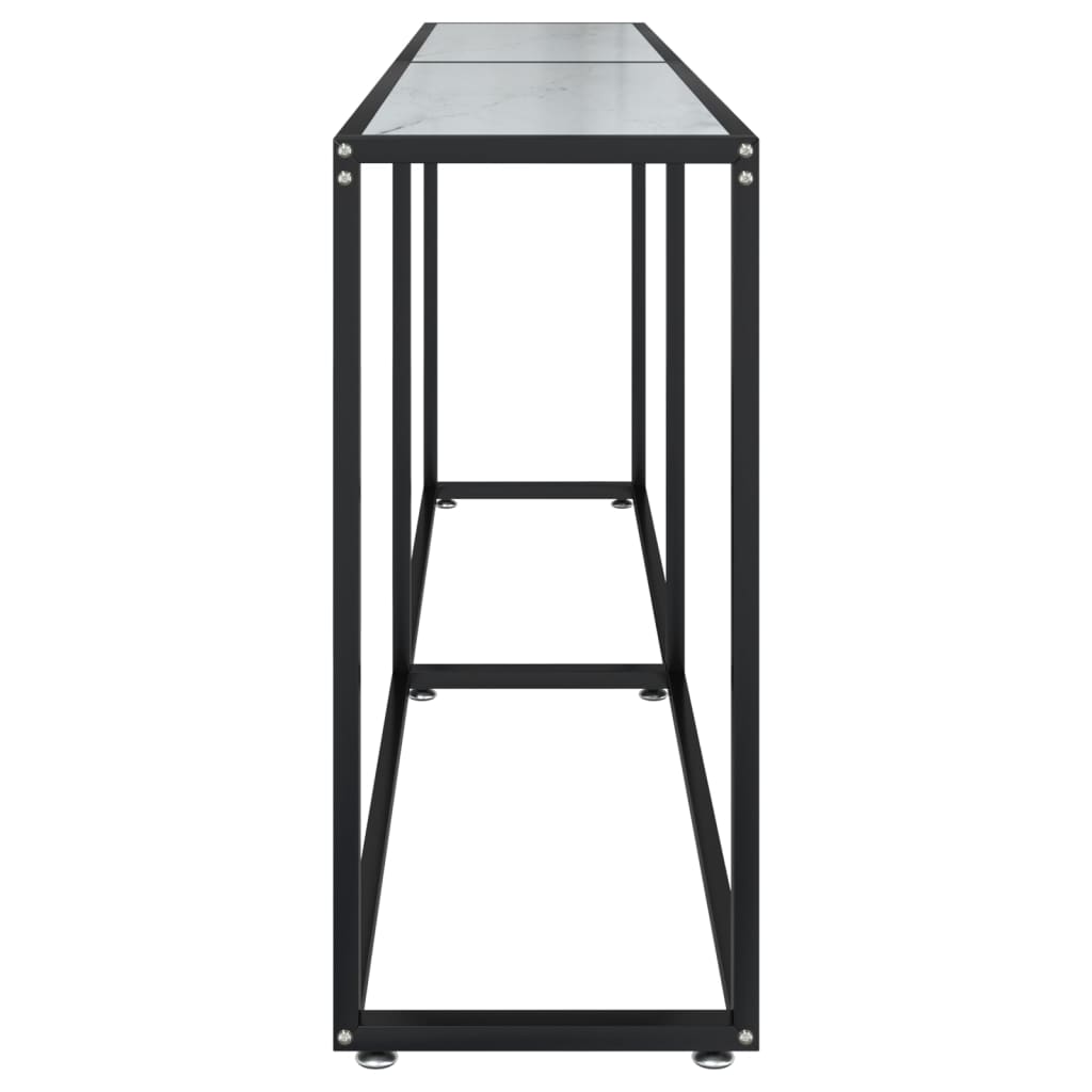 Tavolo Consolle Marmo Bianco 180x35x75,5 cm in Vetro Temperato 331688