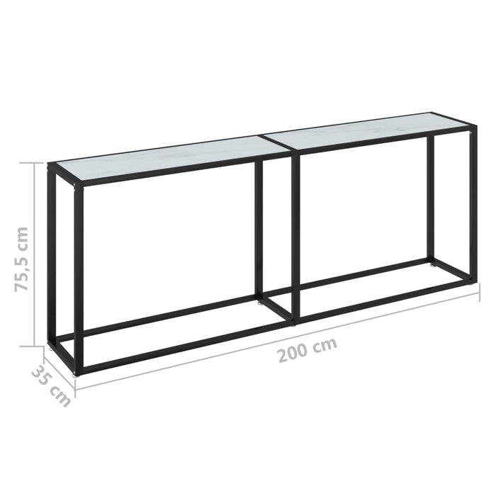 Tavolo Consolle Marmo Bianco 180x35x75,5 cm in Vetro Temperato 331688