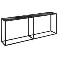 Tavolo Consolle Marmo Nero 180x35x75,5 cm in Vetro Temperato 331689